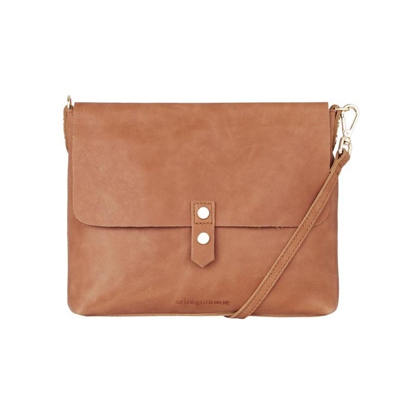 Chain Detail Crossbody in Tan Leather